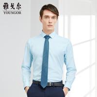 Youngor/雅戈尔男装商务正装棉弹面料 修身剪裁 DP+ 浅绿条纹衬衫021GFY