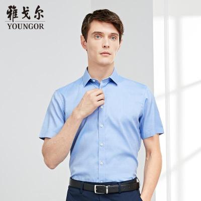 Youngor/雅戈尔男装商务绅士全棉面料 修身版型 DP免烫浅蓝素色衬衫016IFY