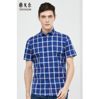 Youngor/雅戈尔男装休闲全棉面料 合体剪裁 暗红衬衫096MFY