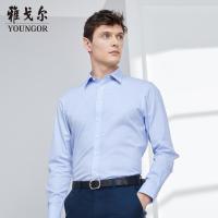 Youngor/雅戈尔商务绅士纯棉面料 修身剪裁 DP免烫深蓝提花衬衫170FBY