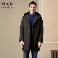 Youngor/雅戈尔男装商务休闲白鸭绒 商务休闲 优雅素色墨绿茄克953PQA