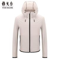 Youngor/雅戈尔男装商务休闲化纤面料 商务休闲 优雅素色浅米茄克