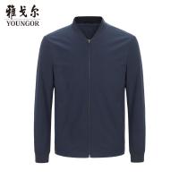 Youngor/雅戈尔男装商务休闲化纤面料 商务休闲 优雅素色藏青茄克