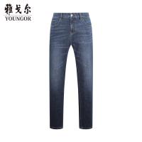 Youngor/雅戈尔男装时尚都市棉弹面料 修身剪裁 优雅素色藏青裤子