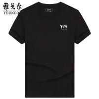 雅戈尔男装青春流行纯棉面料 修身剪裁 字母胶印黑色T恤