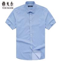雅戈尔短袖衬衫男士夏季商务休闲斜纹免烫衬衣修身男