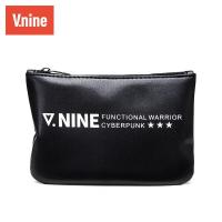 第九城（V.NINE）新款男士手包拉链信封包大容量零钱包放水商务手拿包男款手抓包 黑色