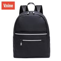 第九城(V.NINE) 男士双肩包背包男款商务时尚休闲防水PU男包运动潮流14寸大容量电脑包书包 黑色