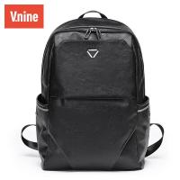 第九城(V.NINE) 男士双肩包潮流多功能电脑包15.6英寸大容量防泼水书包休闲旅行背包男 黑色
