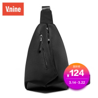 第九城(V.NINE)新款 男士胸包斜挎男包运动户外休闲挎包 男款单肩背包 黑色