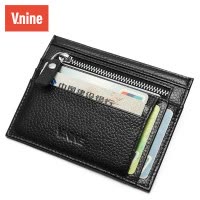 第九城（V.NINE）男士时尚皮夹卡包头层牛皮柔软耐磨多卡位名片夹 黑色