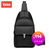 第九城（V.NINE）男士胸包 男士斜挎包运动户外休闲跨包 男款单肩包 黑色