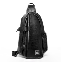 第九城（V.NINE） 胸包男士大容量时尚潮流单肩包男PU软皮放水复古斜挎包男