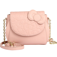 HELLO KITTY 凯蒂猫 蝴蝶结装饰链条拼接斜挎包 粉色