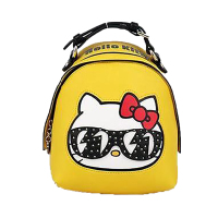 HELLO KITTY 凯蒂猫 猫头印花可调节拎手双肩包 黄色