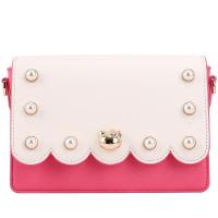 HELLO KITTY 凯蒂猫 花边翻盖珍珠设计链条拼接斜挎包 黑色