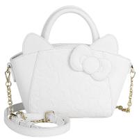 HELLO KITTY 凯蒂猫 猫头造型链条拼接手提斜挎包 白色