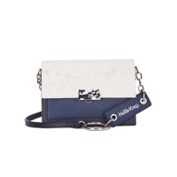 HELLO KITTY 拼色猫头扣翻盖斜挎星空包 蓝色