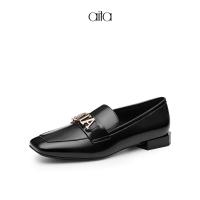 AITA艾塔 春季新款女单鞋金属扣方头平底鞋平跟女鞋女士鞋子