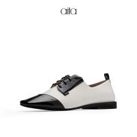 AITA黑色羊皮革女士深口单鞋