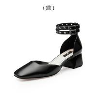 AITA艾塔 PU革女士黑色中空鞋