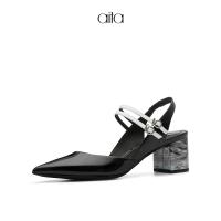 AITA黑色PU革女士后空鞋