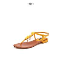 AITA姜黄色PU革女士凉鞋
