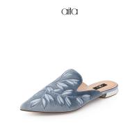 AITA艾塔 春季新款简约时尚尖头平底懒人鞋包头外穿半拖鞋女