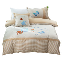 美诺辰 全棉绣花儿童四件套男孩女童床单款单双人成人孕妈床品套件