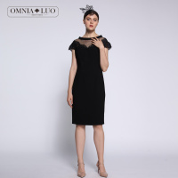 商场同款欧柏兰奴新款蕾丝拼接透视收腰连衣裙中长款