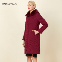 商场同款欧柏兰奴冬季新款毛领拉链收腰保暖长款羽绒服女