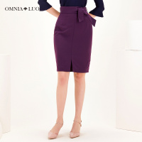 商场同款欧柏兰奴新款OL职业通勤高腰系带开叉半身裙一步裙短款女