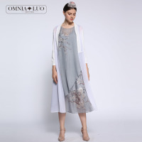 商场同款欧柏兰奴新款八分袖长款开衫外套空调衫