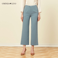 欧柏兰奴新款OL职业通勤高腰纯色宽松阔腿裤长裤女