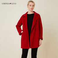 OMNIALUO/欧柏兰奴女装新女士西装领中长款毛呢大衣