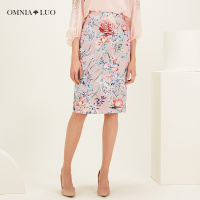 商场同款欧柏兰奴新款OL职业通勤高腰印花半身裙一步裙中长款女