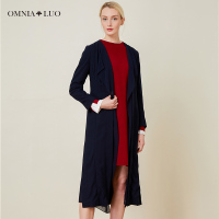 欧柏兰奴 长款毛呢外套修身风衣女士大衣开衫