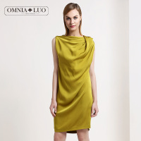 欧柏兰奴 中长款无袖荡领宽松优雅长裙连衣裙女