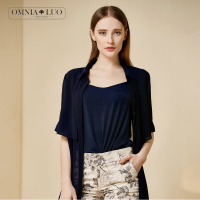 欧柏兰奴夏季新款经典五分袖两件套开衫衬衫上衣女