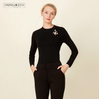 商场同款欧柏兰奴新款纯色修身显瘦针织衫毛衣打底衫女