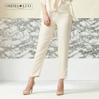 商场同款欧柏兰奴撞色松紧腰长裤小脚裤女烟管裤