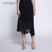 商场同款欧柏兰奴新款OL职业拼接黑色鱼尾裙半身裙女