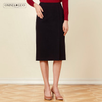 欧柏兰奴新款OL职业通勤高腰黑色半身裙一步裙女中长款