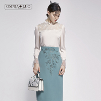 商场同款欧柏兰奴新款蕾丝拼接白衬衫女上衣长袖T恤