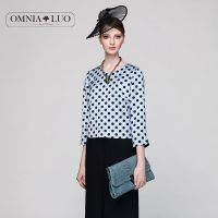 欧柏兰奴专柜时尚波点女士长袖小衫上衣衬衫