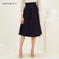 欧柏兰奴2019春季新款OL职业通勤高腰系带不规则半身裙中长款女