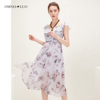 商场同款欧柏兰奴新款一字肩中长款仙气连衣裙女 夏