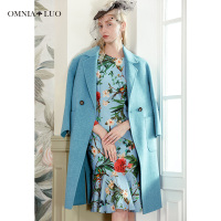 欧柏兰奴冬季新翻领H型韩版中长款双面呢大衣毛呢外套女