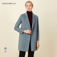商场同款欧柏兰奴翻领H型两粒扣中长款毛呢大衣风衣