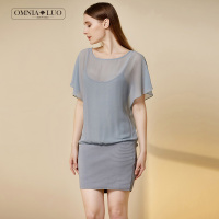 欧柏兰奴套头两件套气质雪纺连衣裙包臀裙一步裙a字裙女